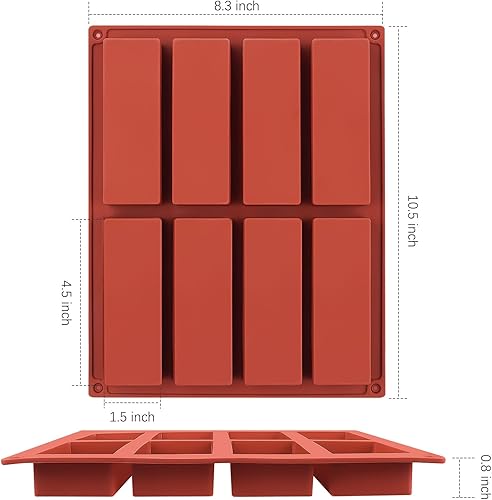 Miniatura 9 de JOERSH Molde de barra de granola, molde rectangular de silicona para barra de caramelo profundo para hornear barras energéticas de chocolate, Molde