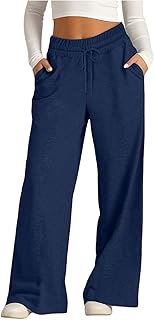 Wide Leg Sweatpants Women Drawstring Palazzo High Waisted Pants Jogging Pant Bell Bottom Flare Yoga Trousers
