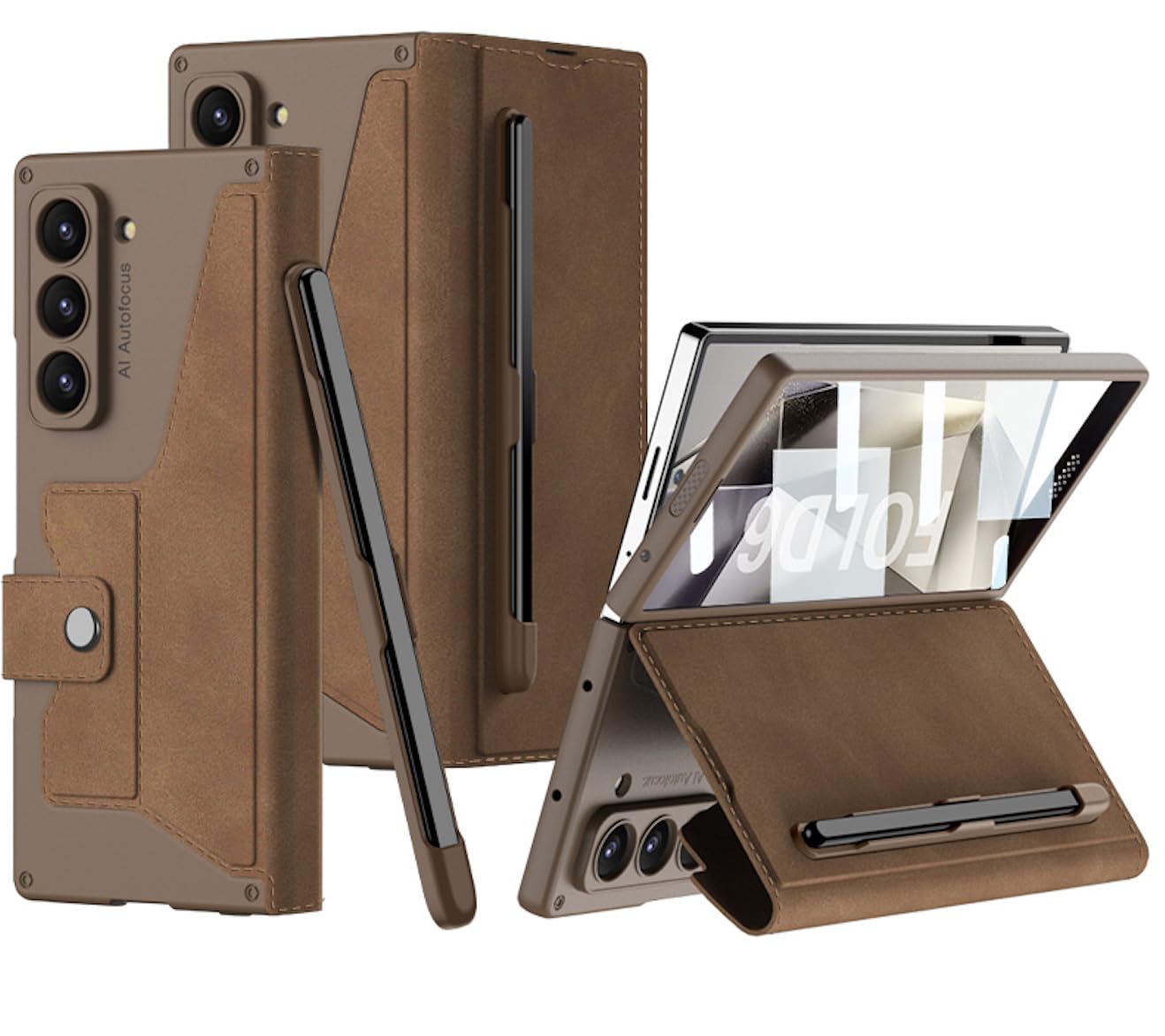 BOUNCEBACK Wallet Flip Case Cover with Removable Pen Slot for Samsung Galaxy Z Fold6 / Galaxy Fold 6 Case Cover - (Leather | Matte Brown) (B0D9DGC8Y4) Amazon Price History, Amazon Price Tracker