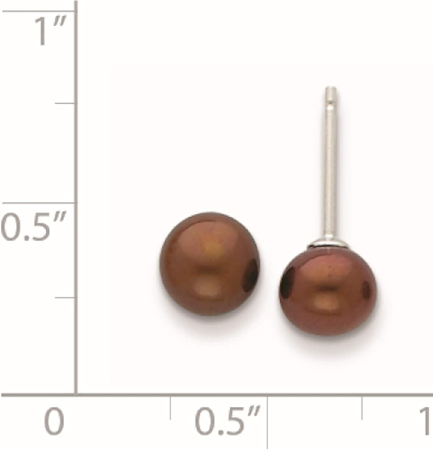 Sterling Silver 6-7Mm Brown Fw Cultured Button Pearl Stud Earrings