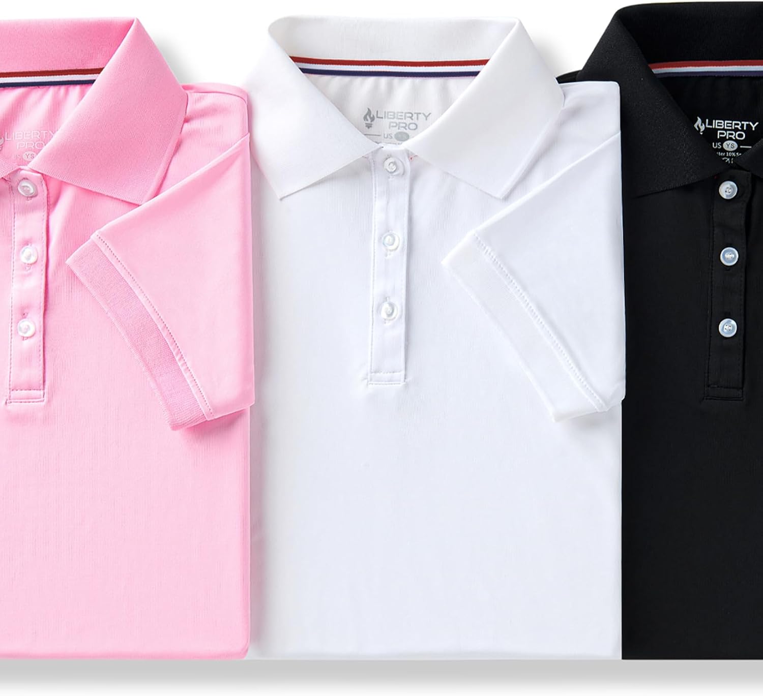 3 Pack Youth Girls' Performance Polo Shirts, Short Sleeve Pique Collared Kids School Uniform Tops - Image 7