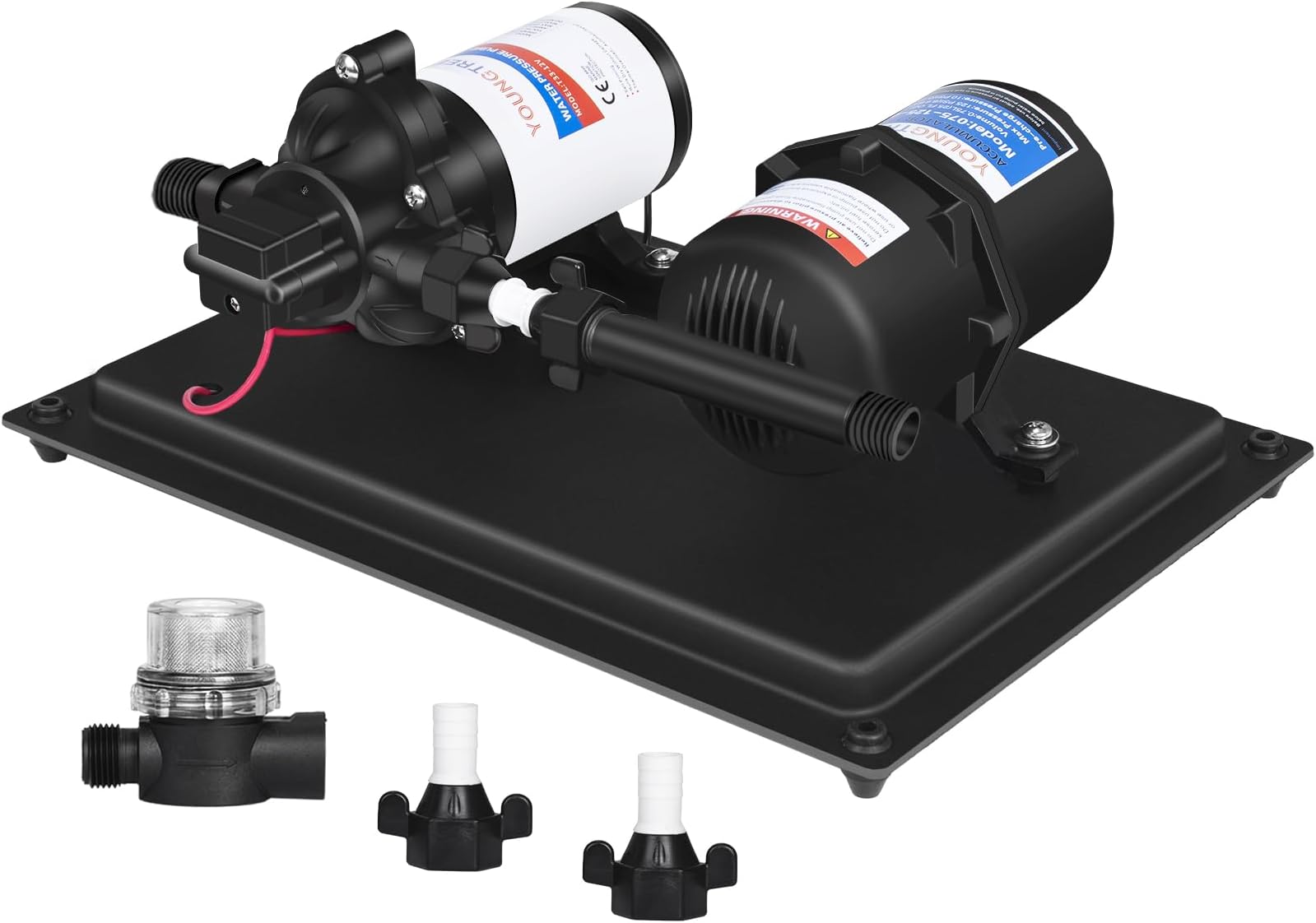 YOUNGTREE RV Water Diaphragm Pump 12 Volt DC 3.5 GPM 45PSI with 0.75L 125PSI Pre-Pressurized Accumulator Tank, 12V Fresh Water Pump and Accumulator Tank System for RV Boat Kitchen Bathroom