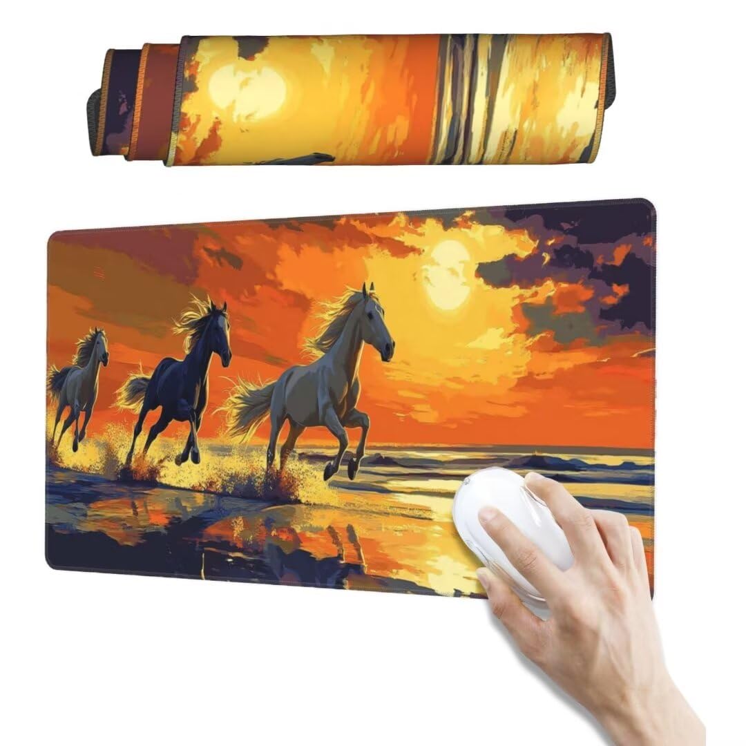 Tappetino Mouse Cavalli Tappetino Mouse XXL 1600 x 800 mm,Animali Tappetino Scrivania con Base In Gomma Antiscivolo,Tappetino Mouse Gaming Impermeabile Mouse Pad,Maggiore Precisione e Velocità qw255