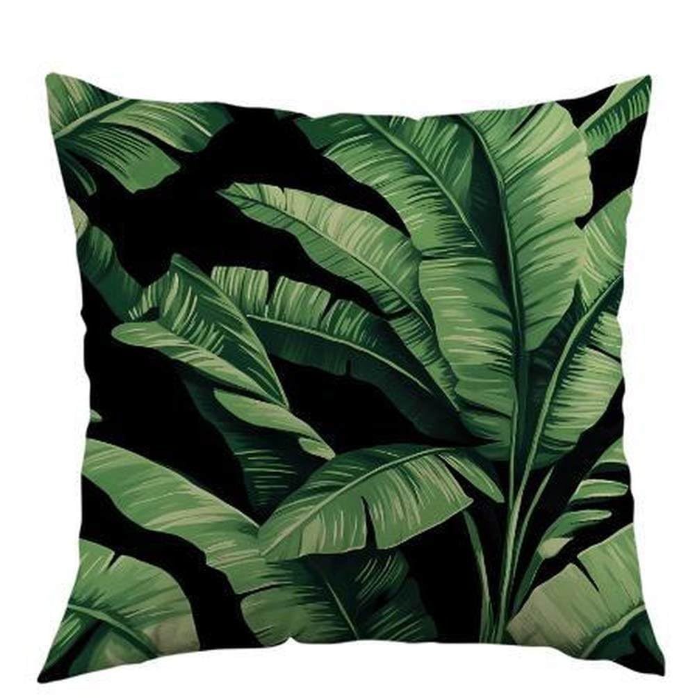 Cushion Covers 45 X 45 Green Leaves Square Cushions With Covers,Sofa Pillows Decorative Soft Linen Outdoor Cushion Covers,Pillowcase For Couch,Bedroom With Invisible Zipper,18X18 Inches