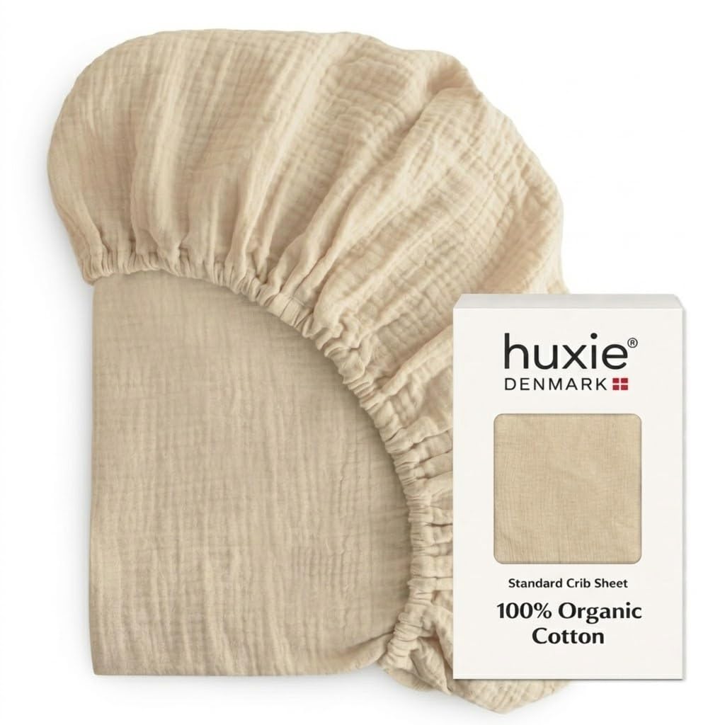 Crib Sheets, 100% Organic Cotton Muslin, Fitted 28"x52" Standard