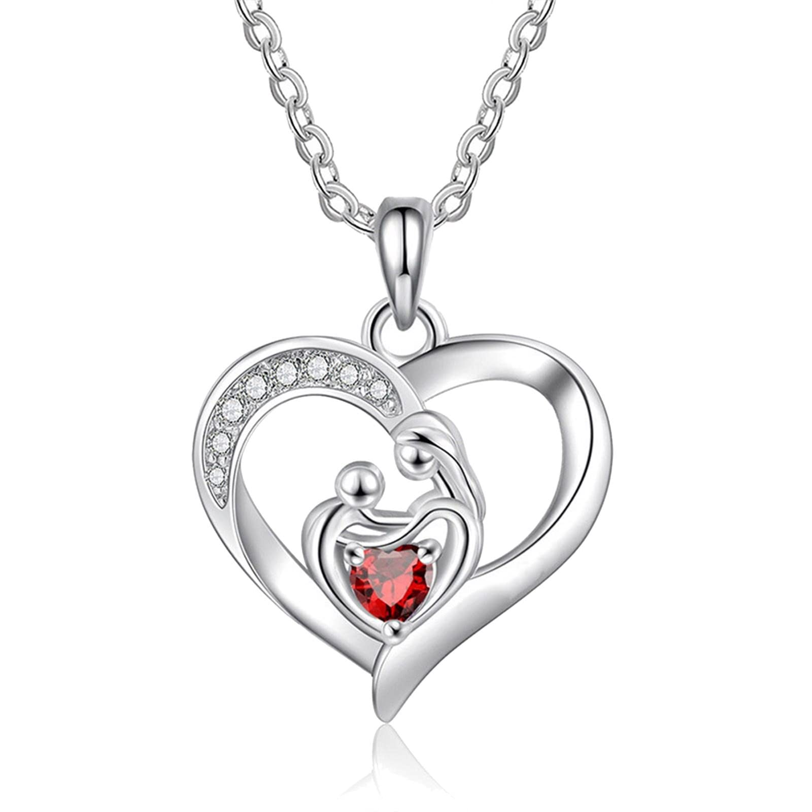 Kette Damen Weissgold, Halskette Damen Silber Vintage 14K Herz mit Geburtsstein Muttertagsgeschenke für Mama
