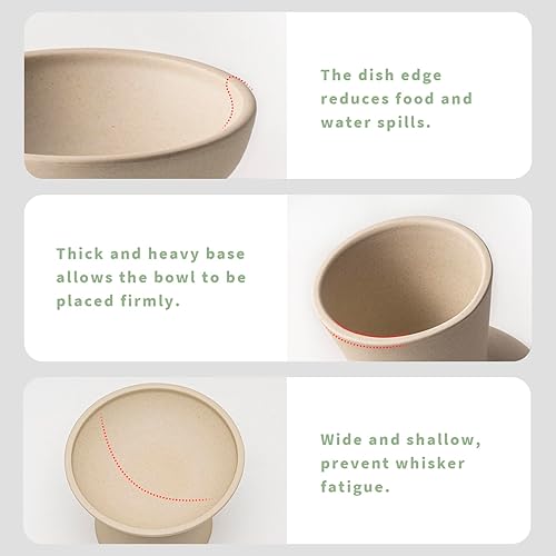 Miniatura 3 de 2 cuencos elevados para gatos extra anchos para comida y agua  Fatiga bigotes, plato ancho de cerámica poco profundo, sin plomo ni cadmio, altura