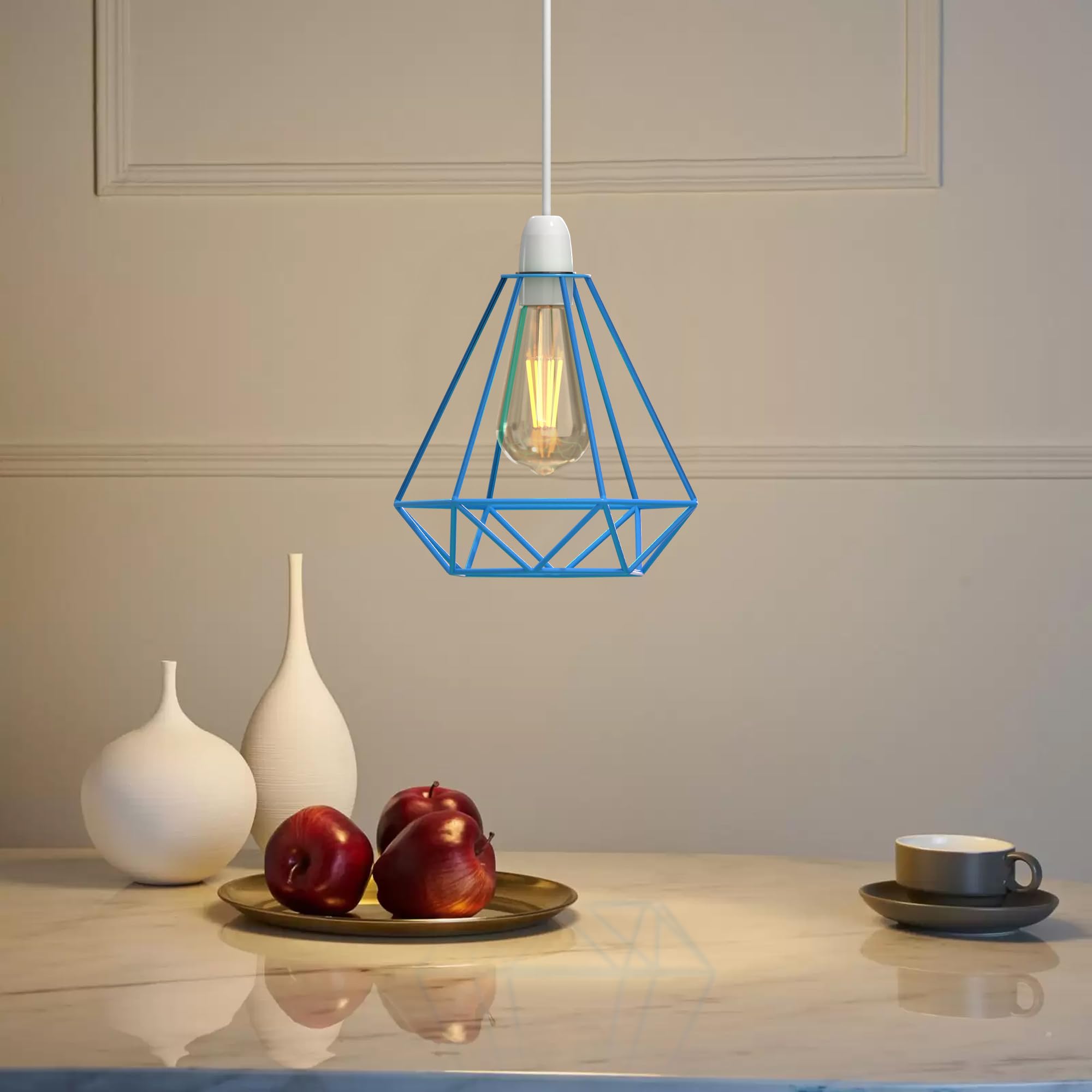 Moderne schwarze geometrische Decken Pendelleuchtenschirme, Drahtkäfig Lampenschirme - Bild 7 von 48