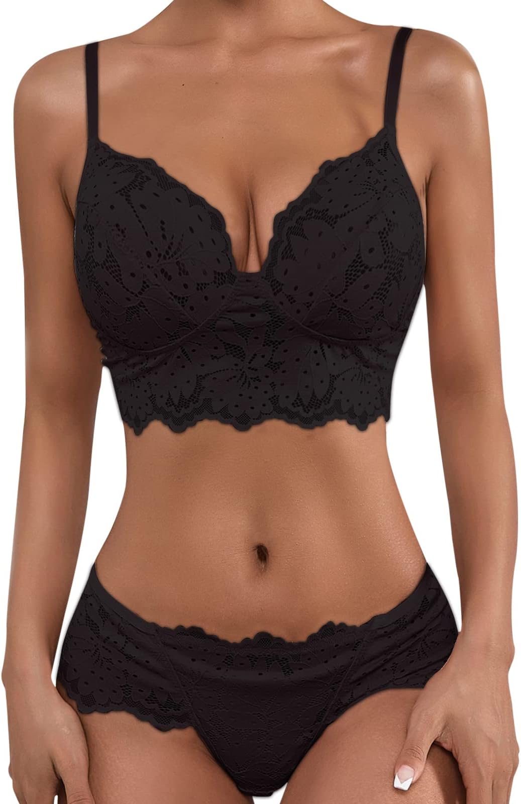 WILLBESTSexy Lingerie for Women Lace Babydolls Stretch Nightwear Leotard Deep V-Neck Floral Embroidered Lace Sheer Mini Dress Nightdress with Trim Sleepwear