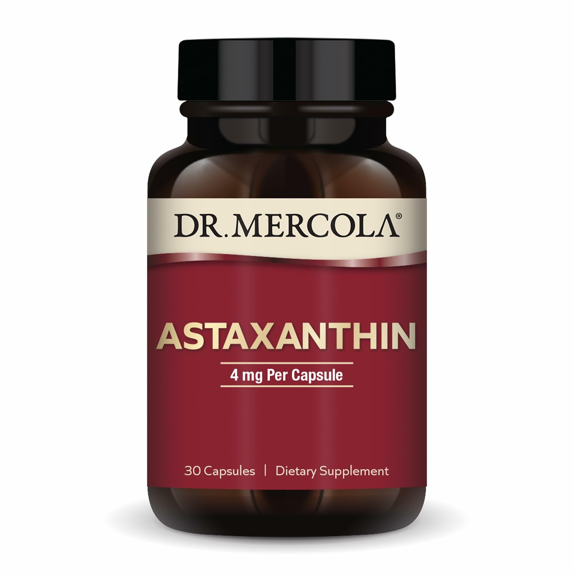 Dr. Mercola Organic Astaxanthin - 4 mg Astaxanthin - Powerful Antioxidant Support - Organic Microalgae Extract - Non-GMO, Gluten-Free & Soy-Free - 30 Capsules (30 Servings)