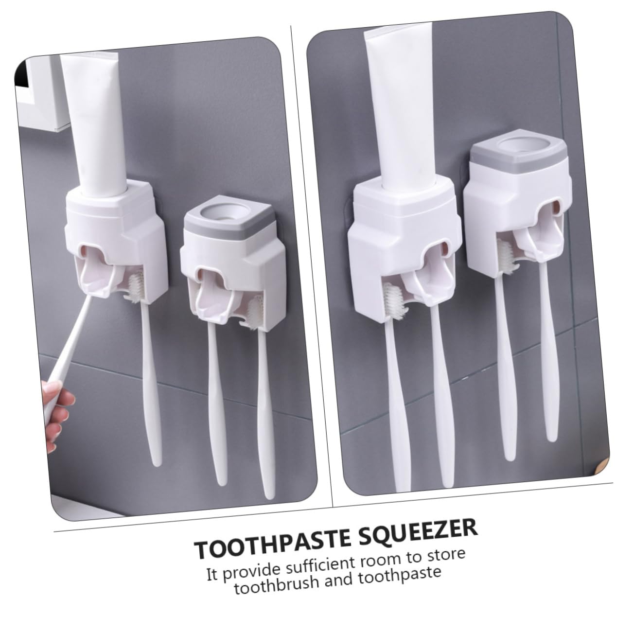 SOLUSTRE 3stücke Multifunktionaler Zahnbürstenhalter Mit Wandmontage Und Zahnpastaspender Kein Platzsparend Für Aufgeräumtes Badezimmer Graues Design Für Tägliche