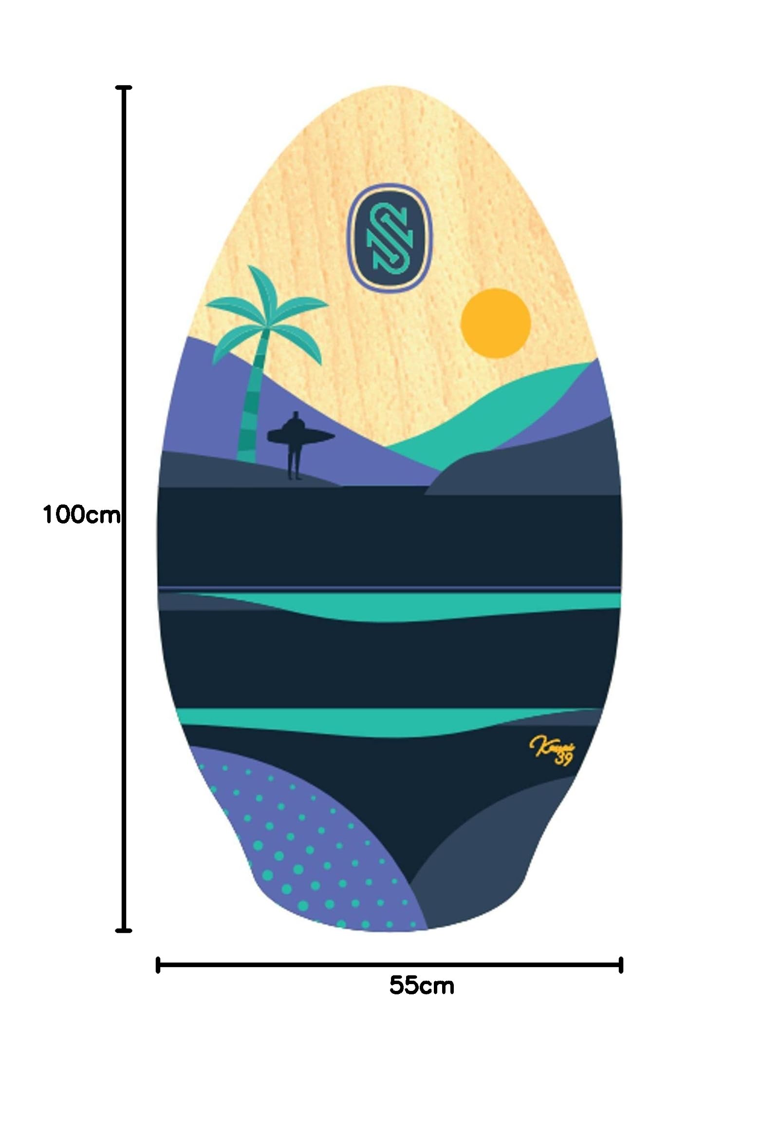 Surfboard SkimOne 39 100cm Kauai Lila Türkis