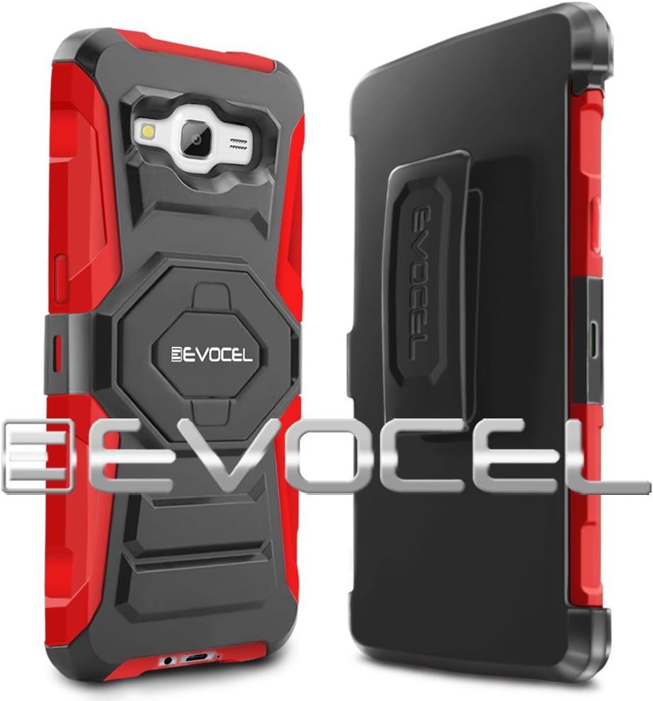 Galaxy J7 (2015) Case, Evocel [New Generation Series] Belt Clip Holster, Kickstand, & Dual Layer for Samsung Galaxy J7 (Model No J700), Red (EVO-SAMJ7-XX03)