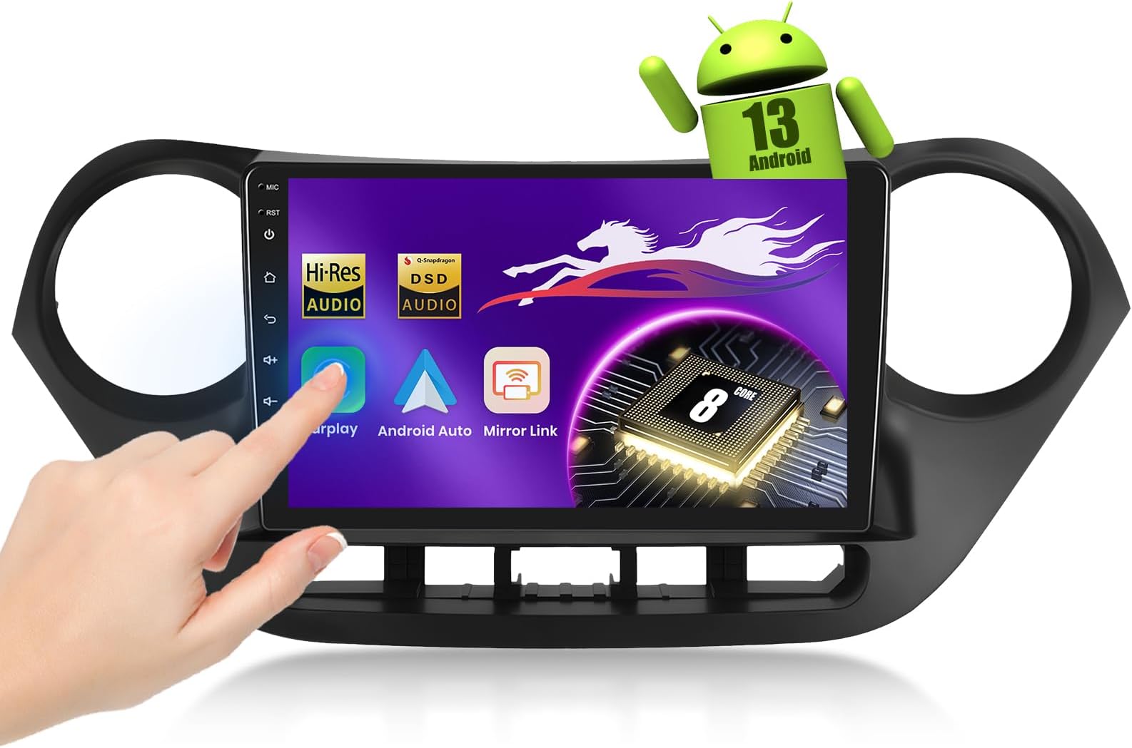 - Android 15 Radio for Hyundai I10 2014-2017 Built in Qualcomm 8 Core 4+64G, Upriding 9'' 1280P QLED Touch Screen Car Stereo with Wireless Carplay Android Auto GPS 5GWiFi DSP BT5.0 SWC Backup Camera