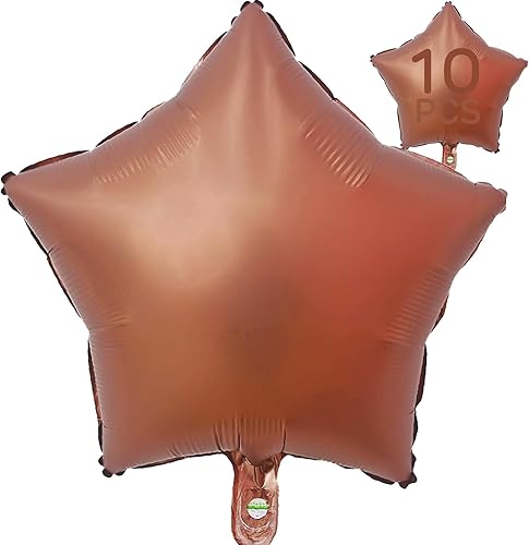 Globos de estrella marrón chocolate de 18 pulgadas, 10 globos metálicos de aluminio de Mylar en forma de estrella de chocolate para decoración de
