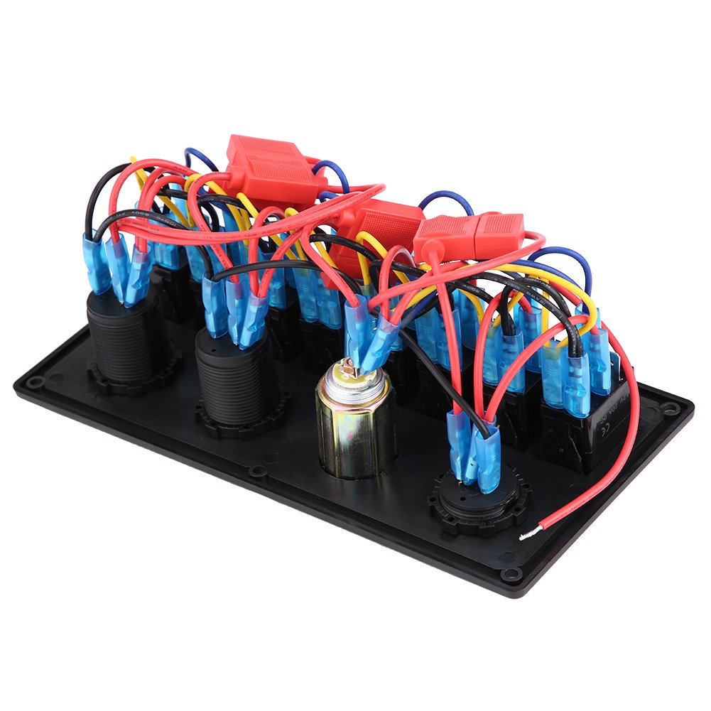 Interruttore a bilanciere 12V 24V 8 Gear Car Boat Impermeabile Interruttore a bilanciere a led Pannello di controllo Doppio voltmetro USB Accendisigari + panel interruptor