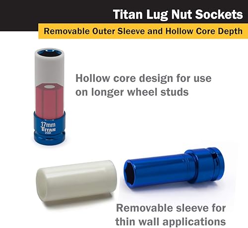 Miniatura 5 de Titan Tools 2191 llave para tuerca de ruega profunda de 17 mm 12 pulgada para conducir sin contratiempos, 17MM