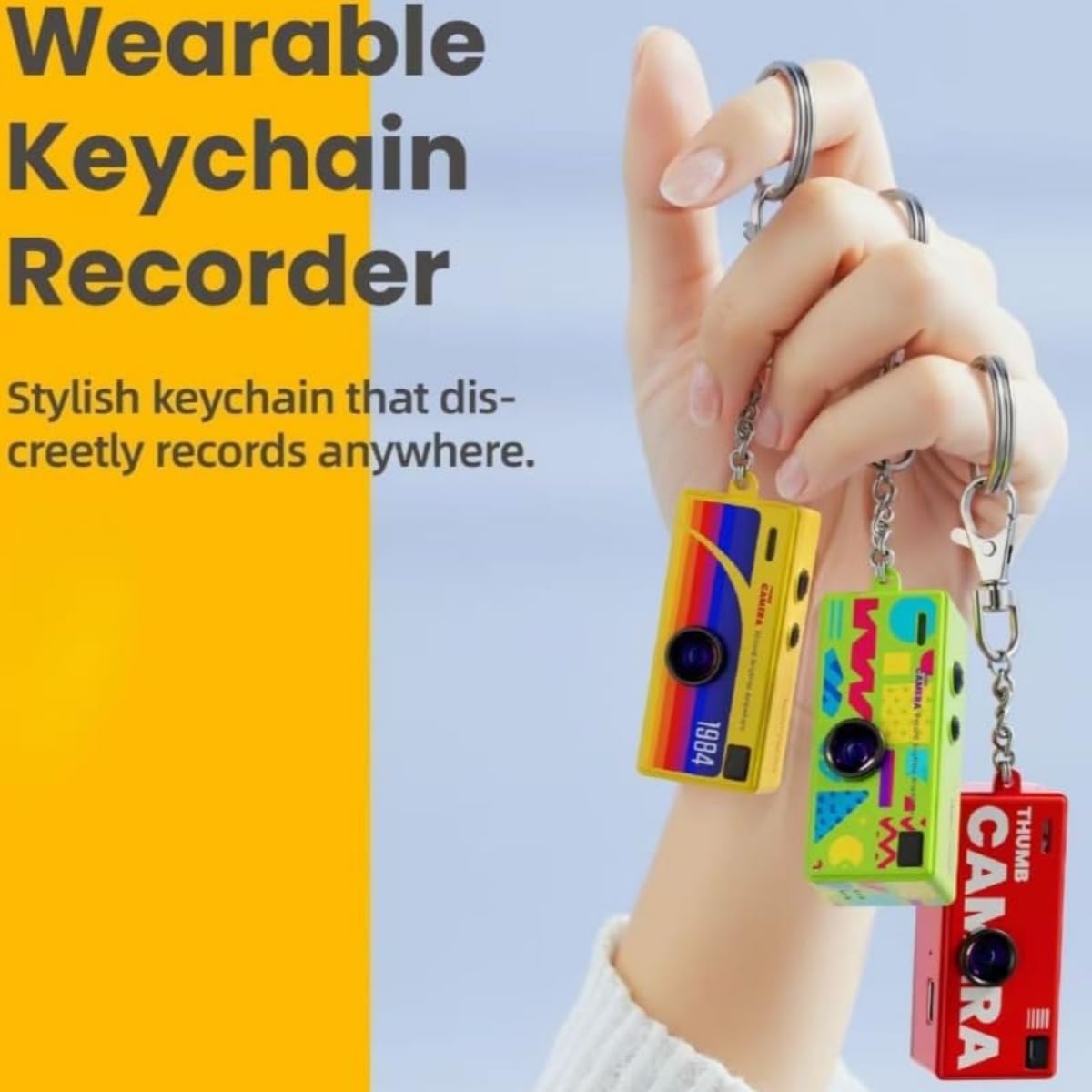 Mini Camera Keychain, Retro Portable Thumb Camera, Mini Digital Camera, 1080P 130° Wide Angle Pocket Video Camcorder, for Travel Vlog Recording (White) - 4