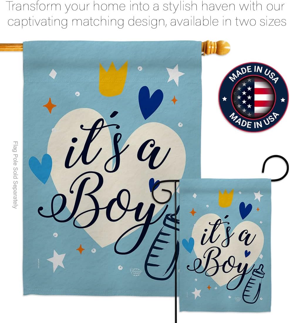 It's a Boy House Flag Celebration New Born Baby Shower Girl Occasion Anniversary Party Decoration Banner Small Garden Yard Gift Double-Sided, Made in USA