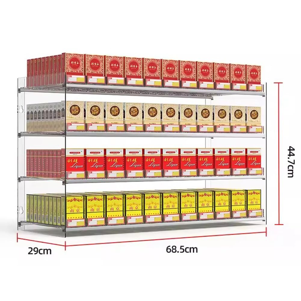 Dispenser di sigarette self-service con pulsante automatico per bancone e porta caramelle da parete, ideale per supermercati, trasparente, 68,5 x 29 x 44,7 cm