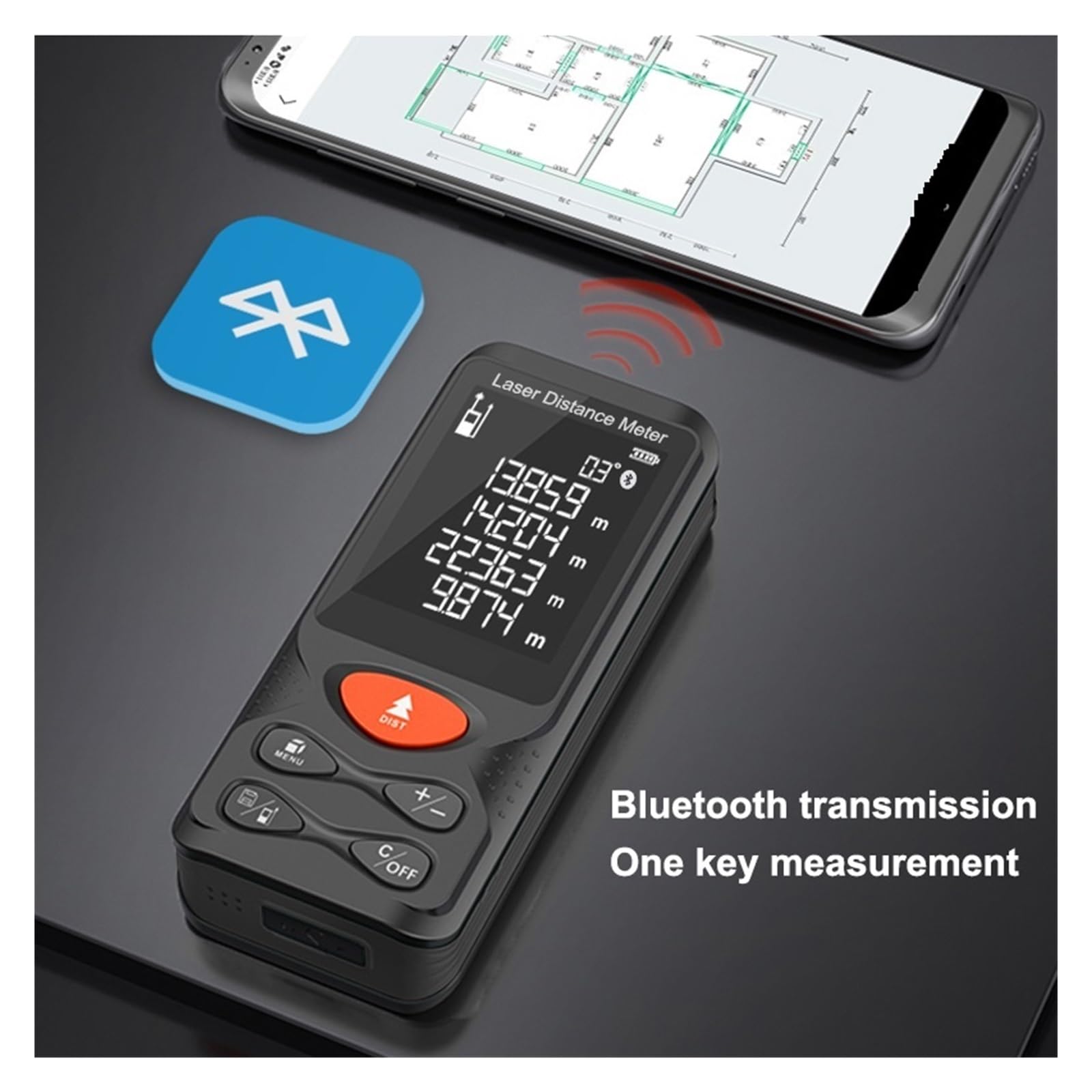 Medidor de Distancia láser Bluethooth Cinta métrica Nivel inclinación Regla Telémetros Mano Digitales 50M 120M Burbujas electrónicas Precisión Flexibilidad Medición
