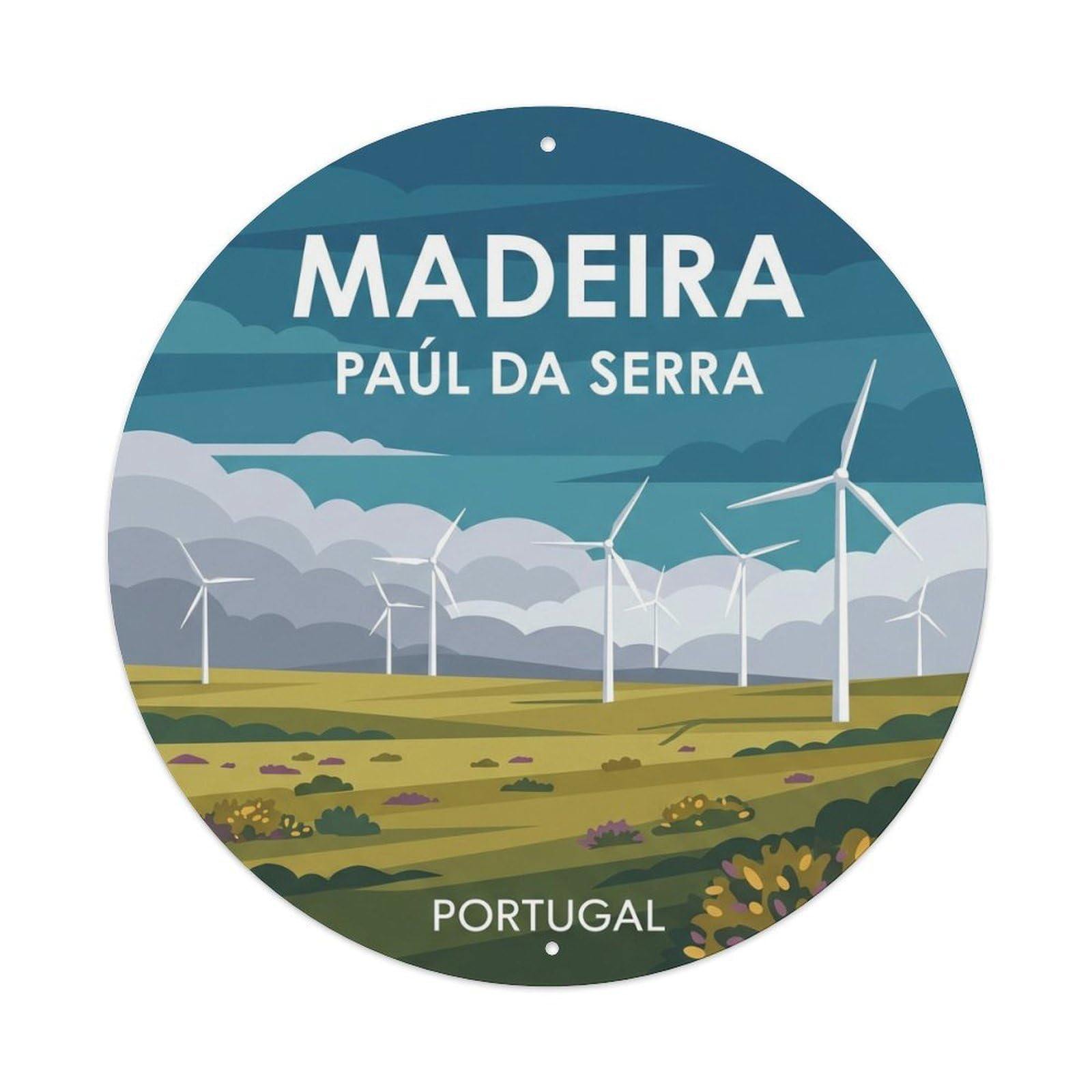 Olhnbad 08X08inch Style Artful Portugal Madeira Cityscape Heritage Travel Art Metal Tin Sign