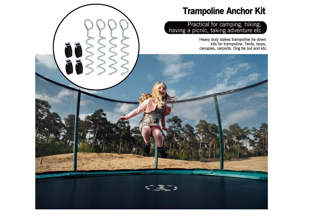 4Pc Pack Spiral Stakes Heavy Duty Anchor Kit For