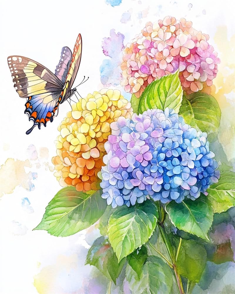 Henypt Cross Stitch Kits Hydrangeas for Adults Pre Printed, DIY 11 Count Embroidery Sewing Starter Kit Stamped Needlework Easy Beginners (Stamped)