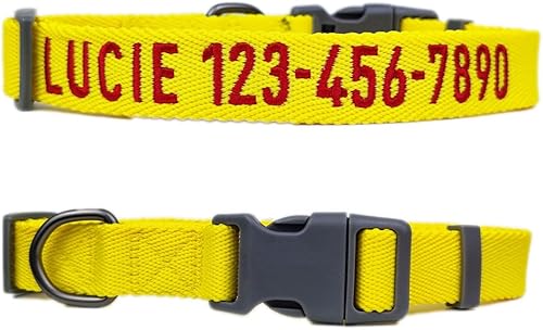 Miniatura 7 de Collar de identificación personalizado con hebilla personalizada con teléfono bordado y nombre, tamaño pequeño, mediano y grande para perro