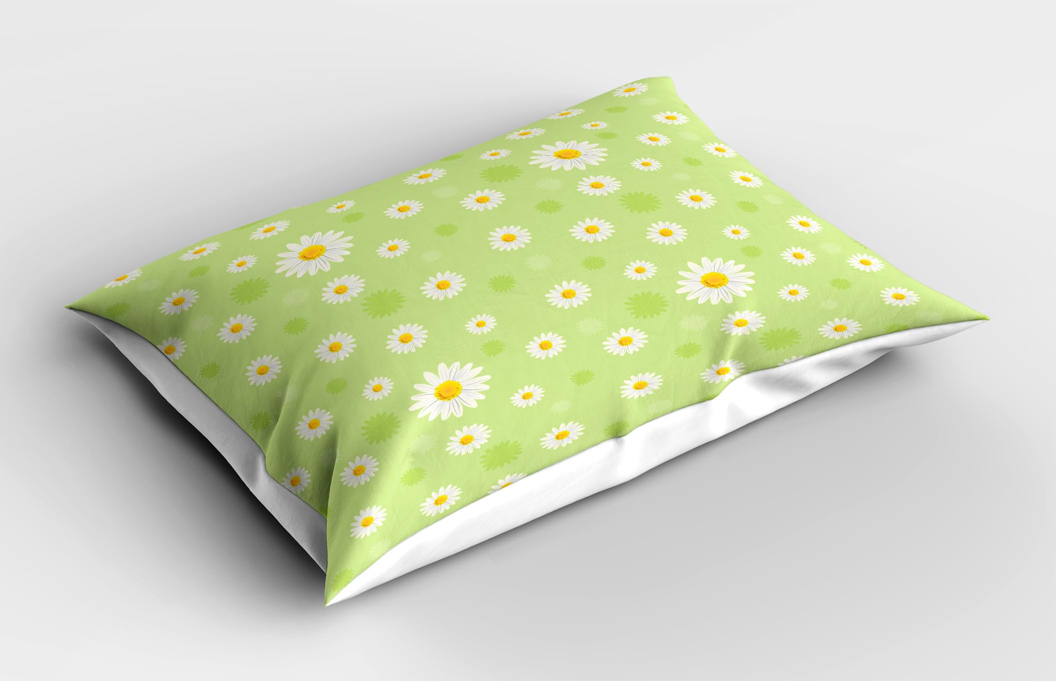 Ambesonne Yellow and Green Pillow Sham Set of 2, Kind and Springtime Theme with Vivid Daisies, Quality Microfiber Bedding Item for All Seasons, 30