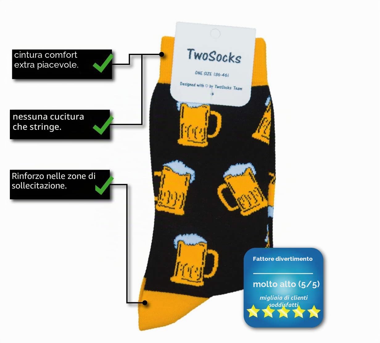 TwoSocks Calze divertenti calze da uomo e da donna come regalo, cotone, taglia unica