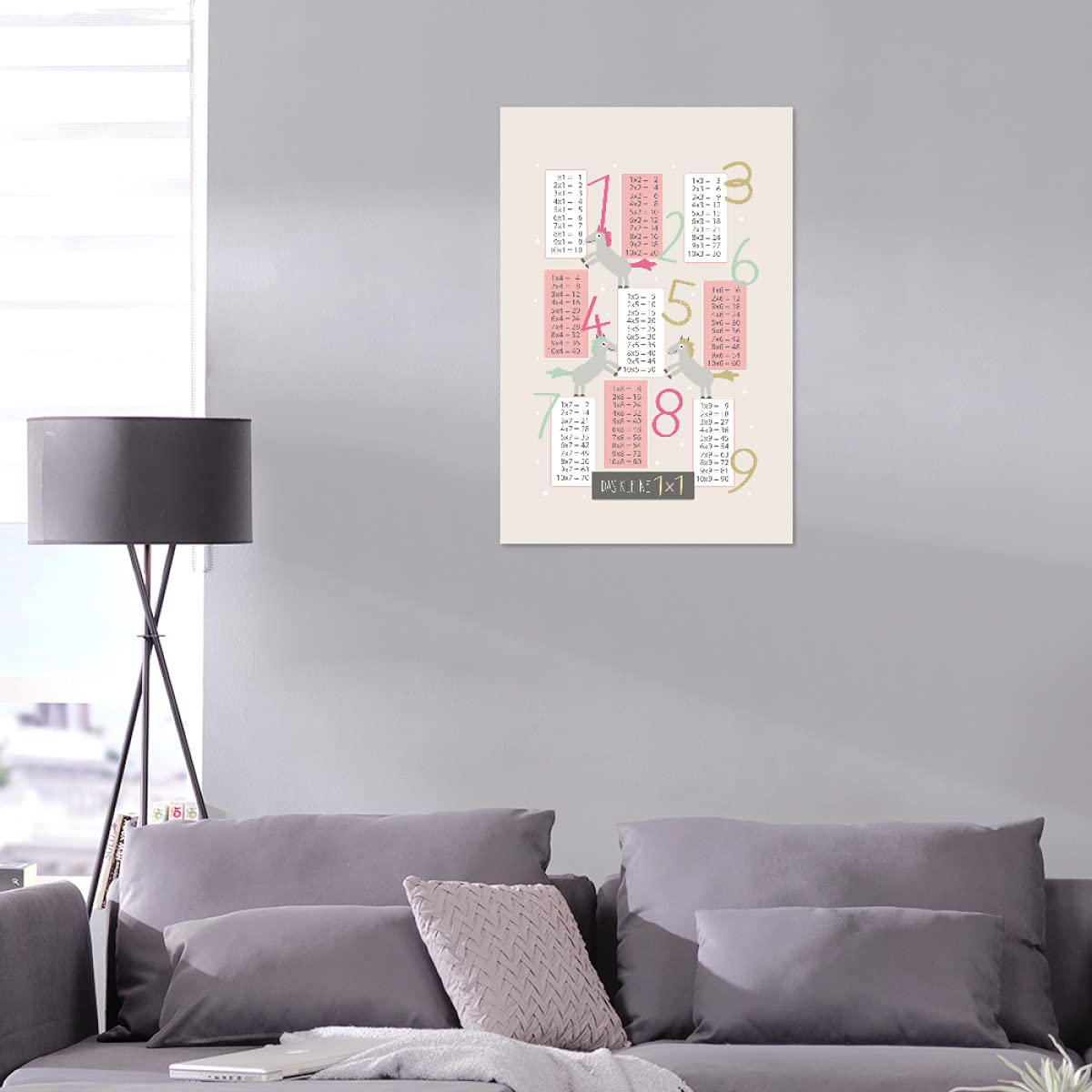 artboxONE Alu-Print 30x20 cm Pferde Einmaleins Lernposter 1x1 von Künstler Sabandraba