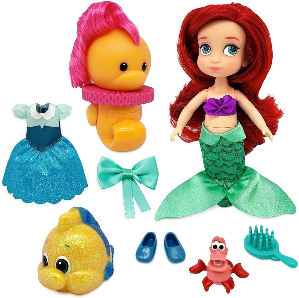 Disney Store Official Ariel Animators' Collection Mini Doll Play Set - The Little Mermaid - 5 Inches | Authentic Store Toy Figure | Includes Undersea Accessories | Suitable for Ages 3 and Up