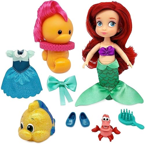 Disney Store Official Ariel Animators' Collection Mini Doll Play Set – The Little Mermaid – 5 pulgadas | Authentic Store Toy Figure | Incluye