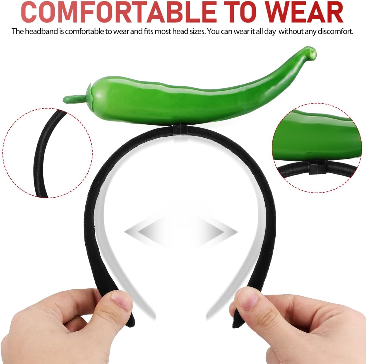 Chili Pepper Headband 2Pcs Funny Vegetable Hairband for Halloween Party Festival Dress-up Accessories - Image 6