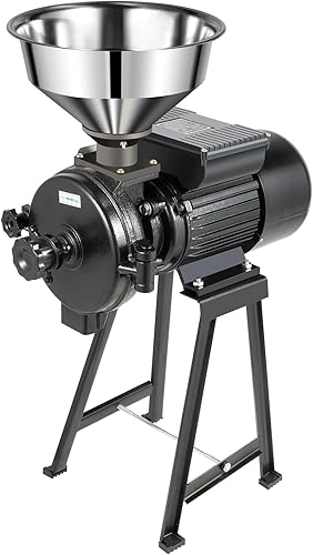 Molino eléctrico de grano comercial, resistente, 2200 W, molino de especias, molino de maíz comercial con tolva para granos, arroz, maíz, café,