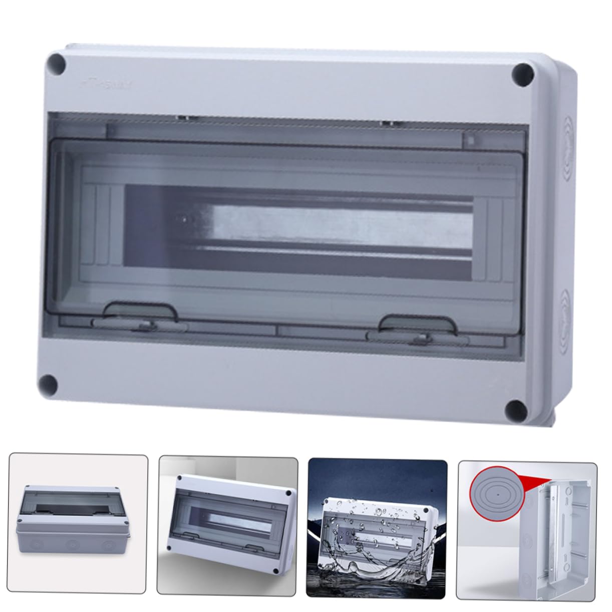 Caja de Distribución Eléctrica de Superficie, Plástico Blanco, Ip65, 15 Circuitos, Resistente Intemperie para Uso Exterior