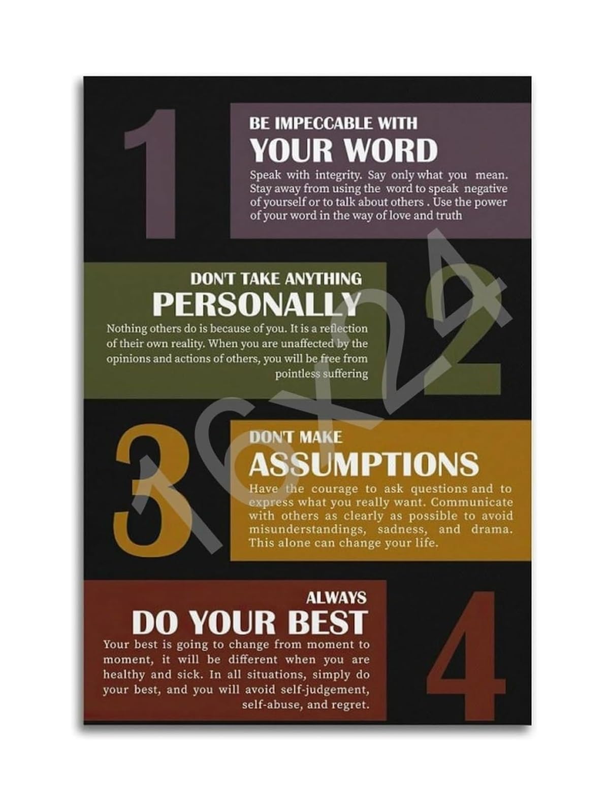 LLBOGRGGN Ancient Wisdom for Modern Life Poster - Four Guiding Principles Print, Inspirational Stoic Philosophy Wall-Art Decor(Unframed,16X24inch(40X60cm))