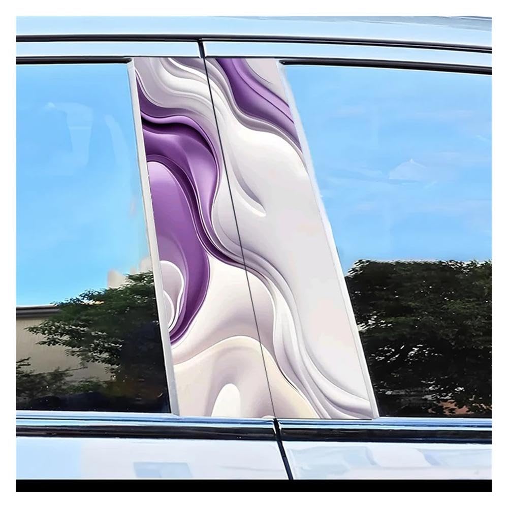 Dabhuoc One Color Car Parts 2Pcs Car Center Column Decal Wave Pattern Scratch Resistant Film