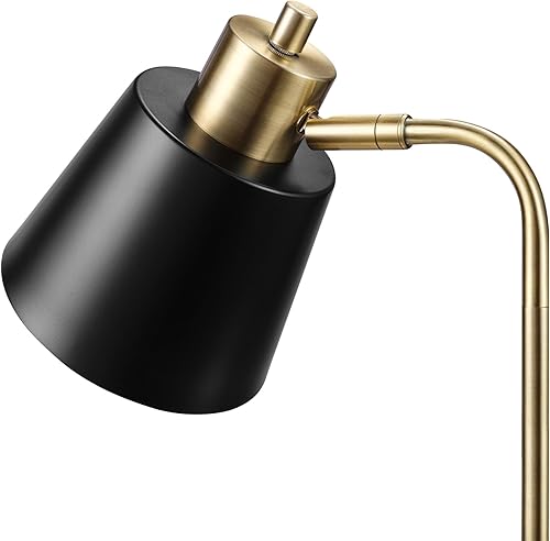 Miniatura 7 de Globe Electric 61000055 Lámpara de escritorio de 18 pulgadas, acabado de latón mate, pantalla de metal negro mate, junta de pivote, interruptor