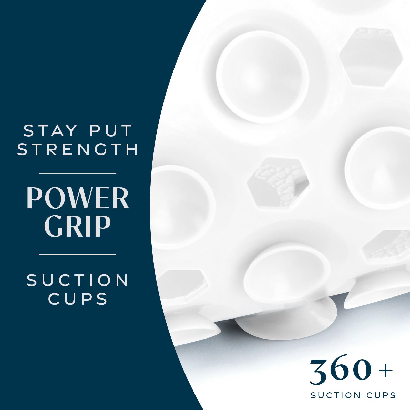 SlipX Solutions Power Grip Badewannen-Sicherheitsmatte, Präzisions-Grip-Technologie für längeren, stärkeren und weicheren Schutz vor nassen Oberflächen, solides Weiß, 99,1 x 40,6 cm