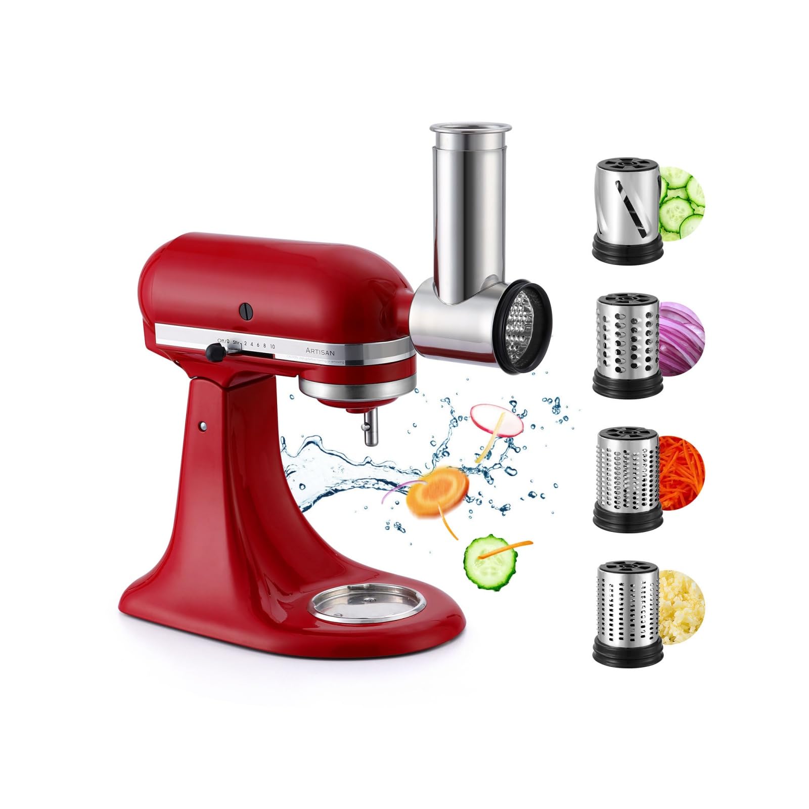 LETOMS Stainless Steel Slicer Shredder & Cheese Grater Attachment for Kitchenaid Stand Mixer -Veggie Slicer Accessories for Kitchenaid, Salad Maker,