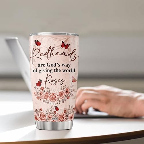Miniatura 4 de Vaso de café personalizado, taza de viaje floral de cabeza roja con tapa, nombre personalizado, regalos de cumpleaños para mujeres, amigos, mamá,