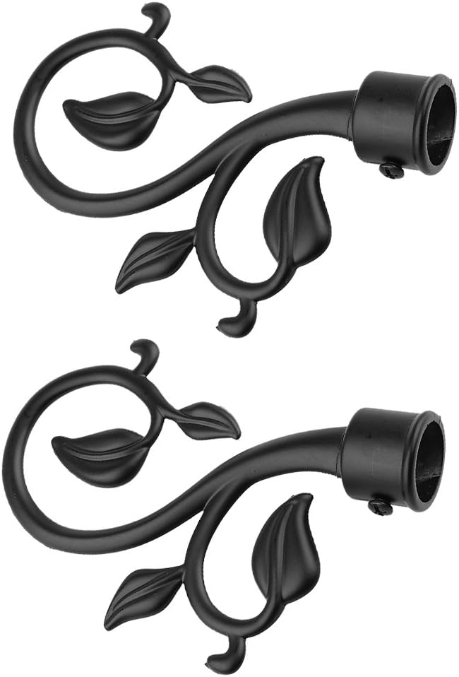 Curtain Rod Ends 1 Pair Curtain Finials Window Drapery Decorative Pole Rod End, Black