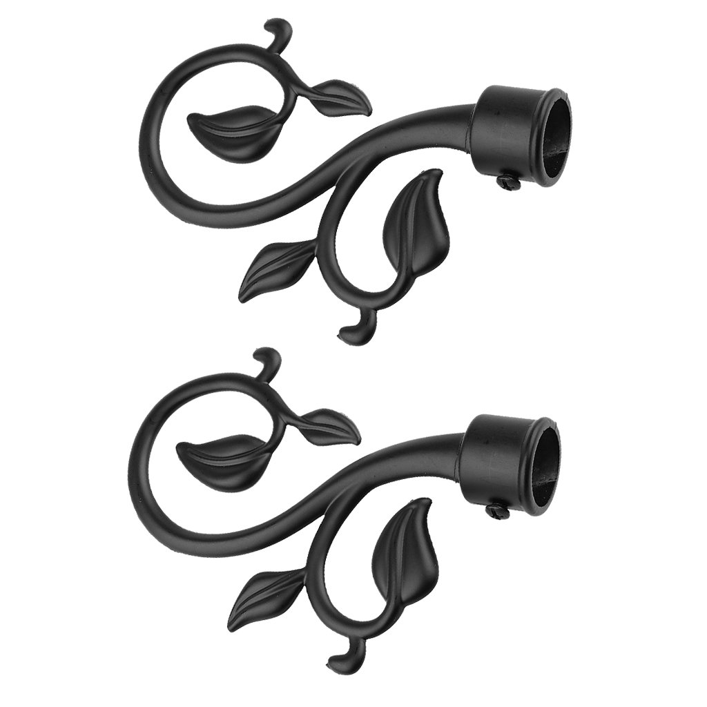 MagiDeal 1 Pair Decorative Curtain Drapery Rod/Pole Finials Ends for 22mm Curtain Poles, Black