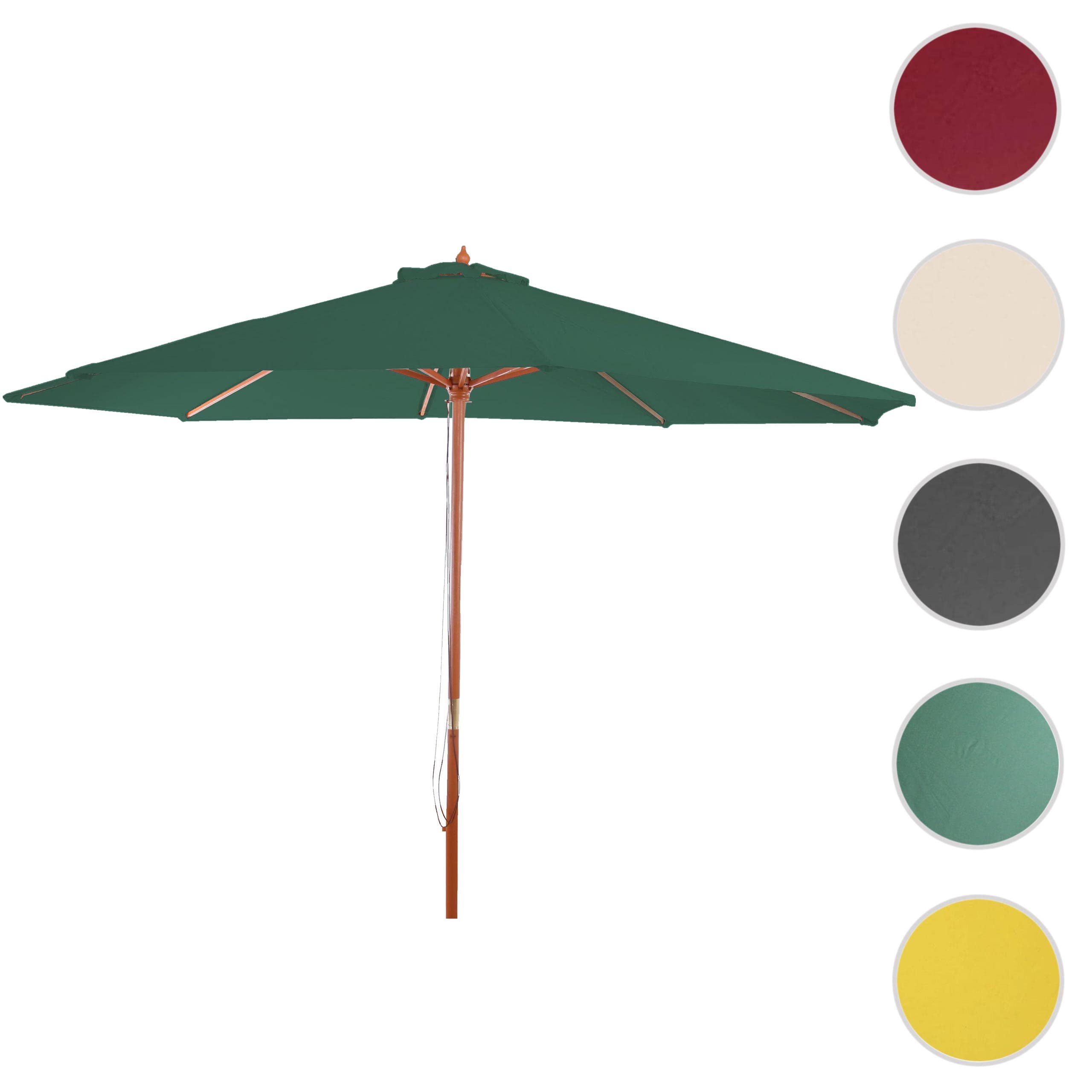 Sonnenschirm Florida, Gartenschirm Marktschirm, Ø 3,5m Polyester/Holz 7kg