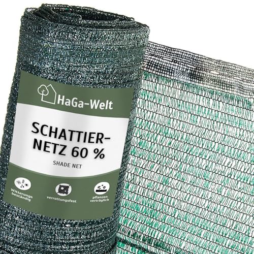 HaGa Schattiernetz 2m x 5m mit 60% Schattierwirkung – Hitzeschutz & Sonnenschutz für Pflanzen –...