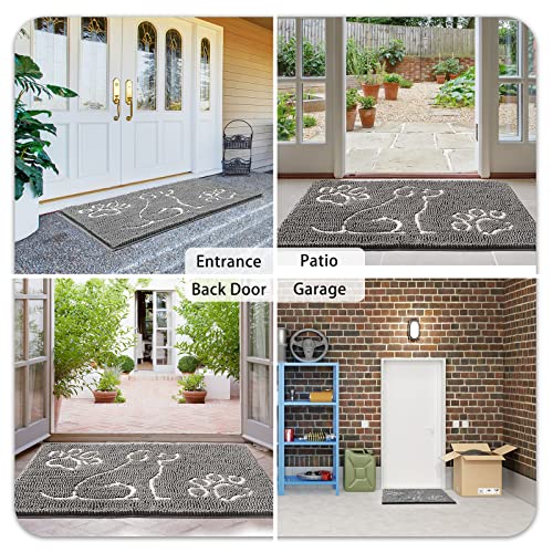 Ompaa Indoor Door Mat Entryway Rug Traps Mud And Dirt, Super Absorbent Doormats For Muddy Shoes Dog Paws, Non Slip Welcome Floor Mats For Home Front Back Door, Patio, Garage, Entrance, 48X30 Grey #TOP7