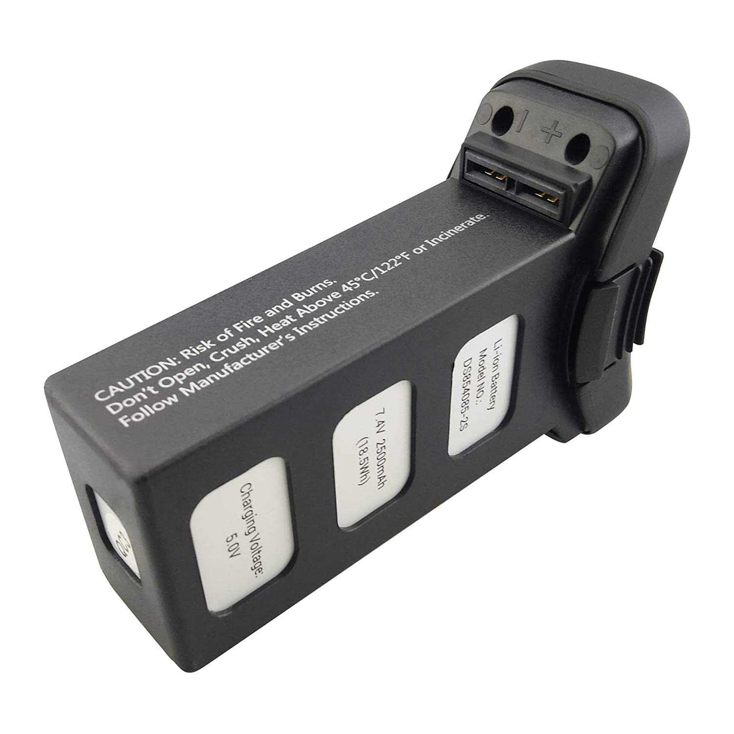 Lot de 2 batteries au lithium 7,4 V 2500 mAh pour quadricoptère HS100 S70W T35 HS100G MQ001 - Pièces de rechange pour drone Aircraft Model Drone Black Battery