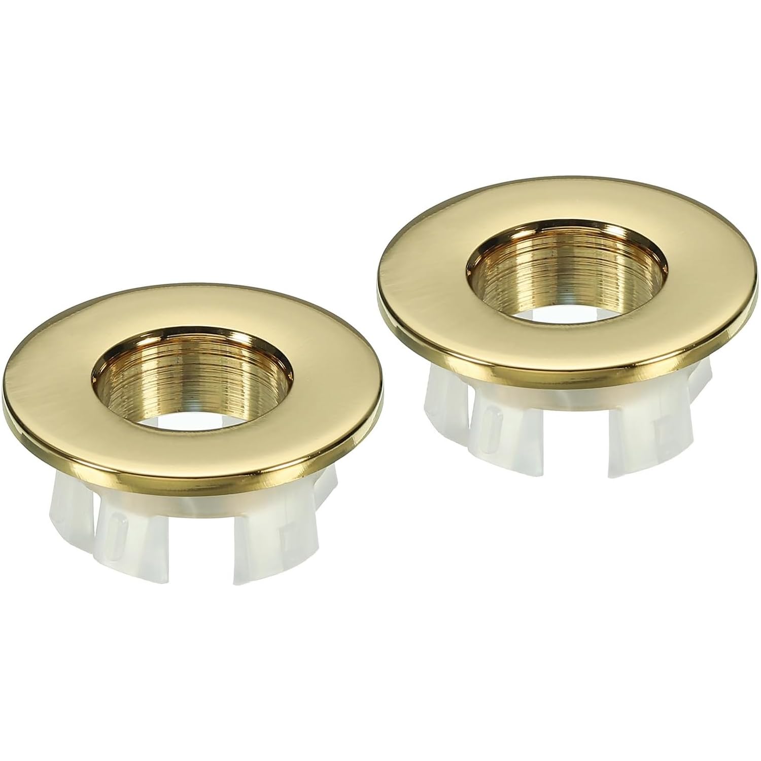 Vnidjgb Golden 2Pcs Brass Sink Overflow Ring,Copper Insert Hole Sink Overflow Cover,Durable Brass Basin Overflow Ring,Insert Hole Trim Replacement Accessories For Kitchen,Bathroom,Bathbub,Washbasin